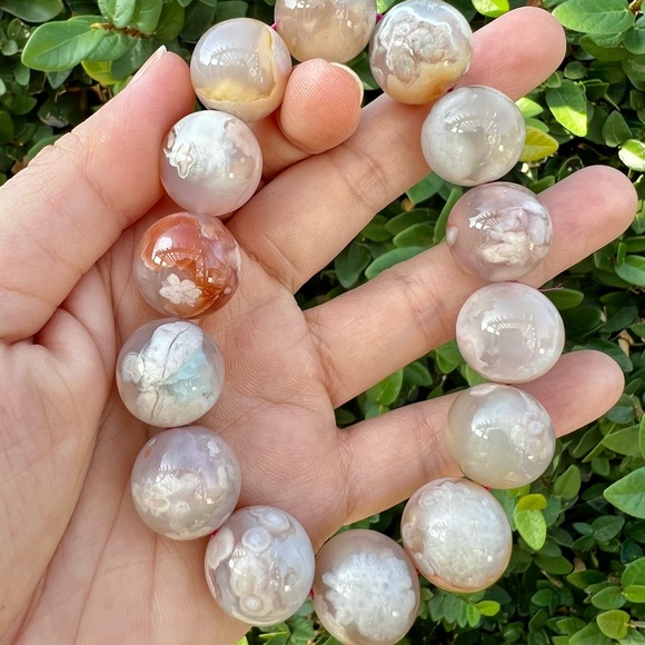 XL - Flower Agate Bead Bracelet (15-16 mm) - Picture 1 of 6